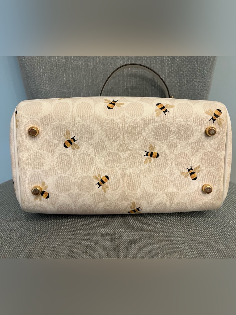 Coach Rowan Satchel Bag in Signature Canvas With Bee Print - Picture 14 of 16